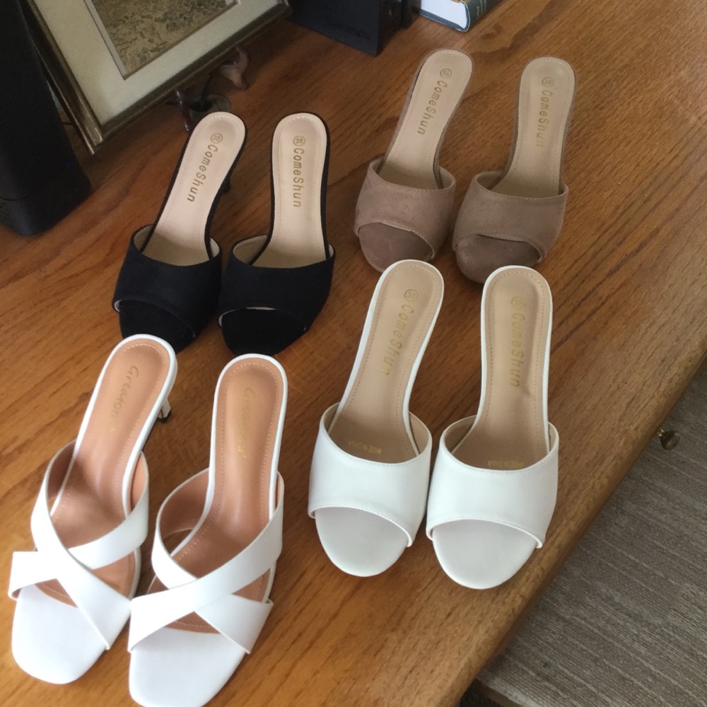 A set of 4 mule sandals - size 7&6.5